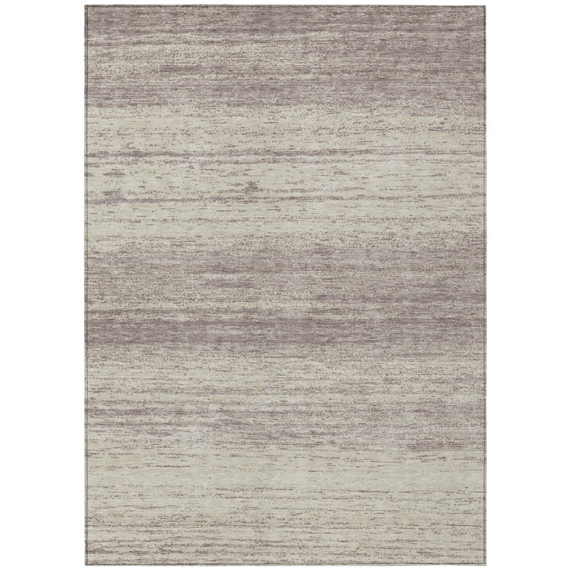 Tapis extérieur lavable rayé taupe et beige 9 pi x 12 pi