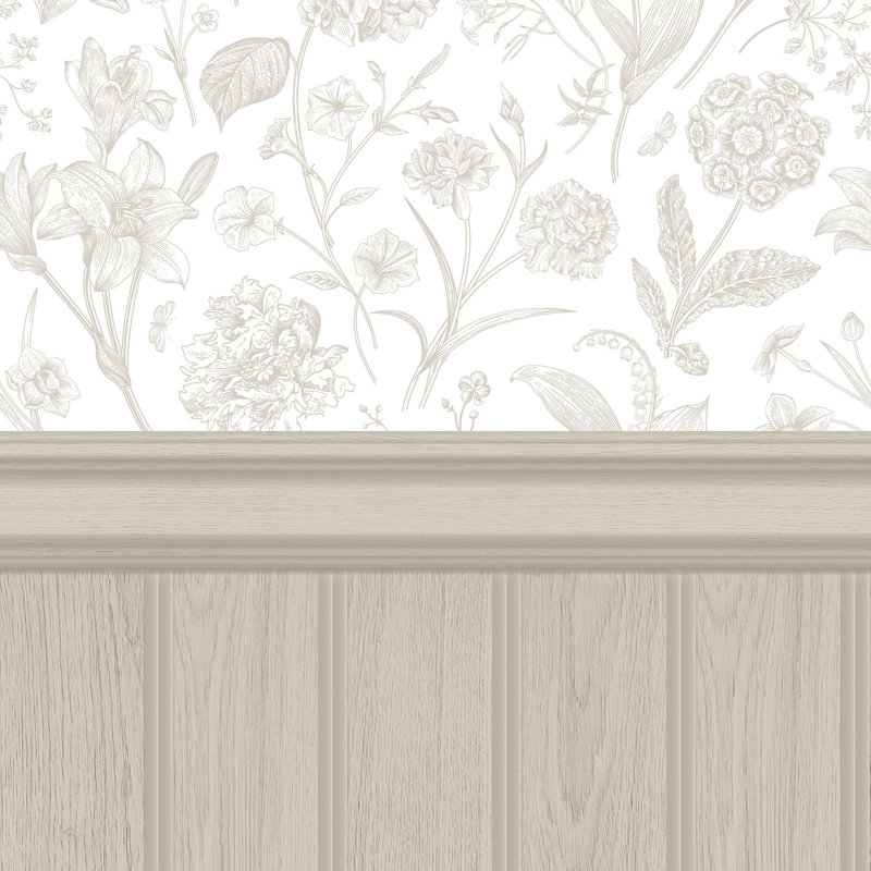 Tongue And Groove Floral Toile, Stone