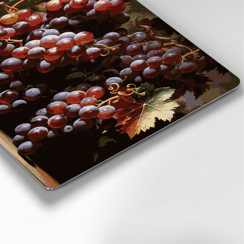 Fruit, raisin, globe rouge, art mural en métal brun, H 8 po x l 10 po