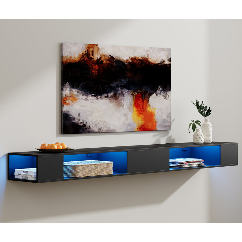Argil Unfinished Floating Entertainment Center for TVs up to 85", Black/Blue