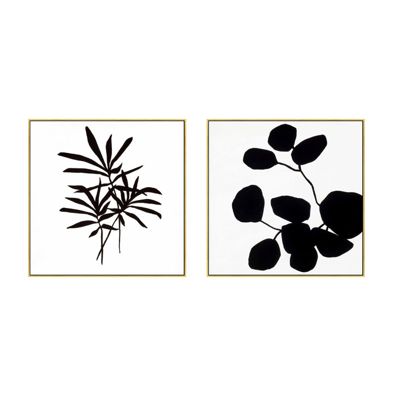 «Midland Modern Botanical», ensemble de 2 encadrés 2 pièces par Lee Lessem, Toile avec cadre doré