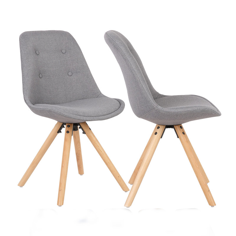 Bibb Upholstered Dining Chair, Light Grey, Wood