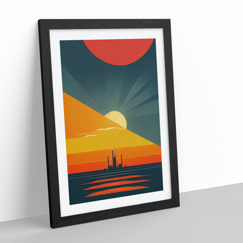 XV1022-4601X The Seductive Sunset Abstract - Single Picture Frame Print, Black Framed, 64cm H x 46cm W