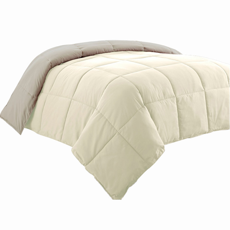 Microfiber Reversible Comforter, King Comforter, Ivory/Beige