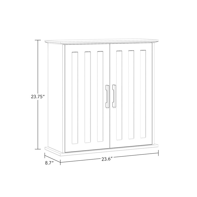 White Matte MDF Two-Door Medicine Cabinet with Adjustable Shelves