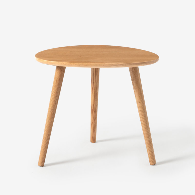 19"W Solid Oak  Mid-Century Modern Oval Side Table, 17.7" H x 19.68" W x 19.68" D, Oak