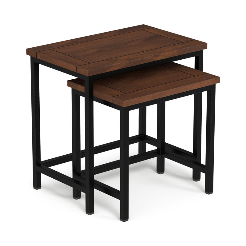 Ensemble de tables de bout gigognes industrielles en bois de manguier et en métal de conception l 25 po Skyler