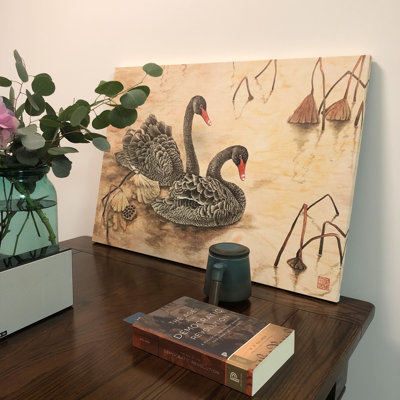 Black Swan 1 Piece Wrapped Canvas Painting