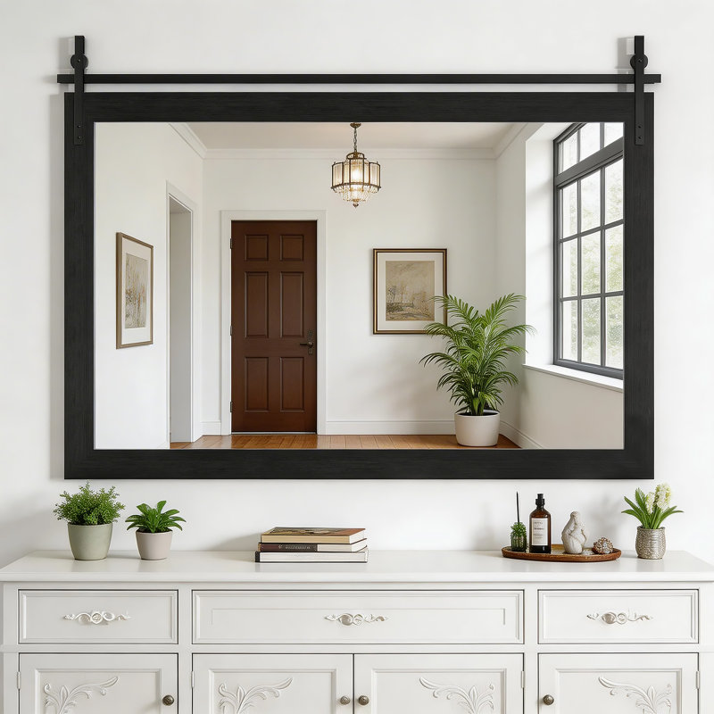 Miroir de salle de bain Farmhouse, 55 po x 36 po, Noir