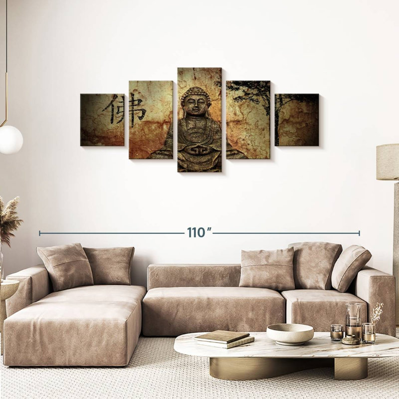 Ensemble de 5 pièces Bouddha, H 80 po x l 36 po x P 1,25 po