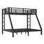 Black Twin XL Over Queen Metal Bunk Bed Frame with Guardrails, Heavy Duty Steel, Space Saving Design