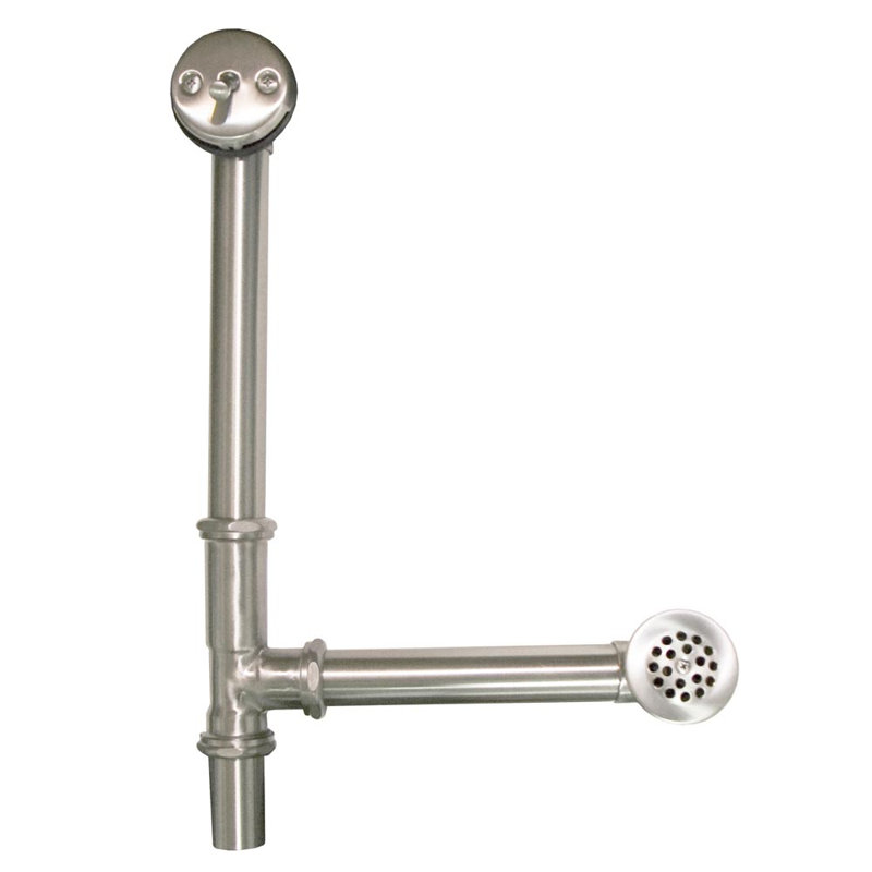 Aurora Trip Lever Leg Tub Drain with Overflow, Brushed Nickel