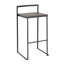 Tabouret de bar empilable de 76 cm (30 po) en métal noir avec siège en bambou grainé couleur espresso - Paquet de 2