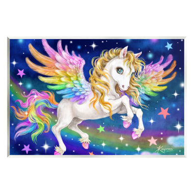 Rainbow Unicorn in Space Wall Plaque Art by Kayomi Harai