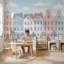 Murale rétro Whimsical Townhouse-756985389-756985376