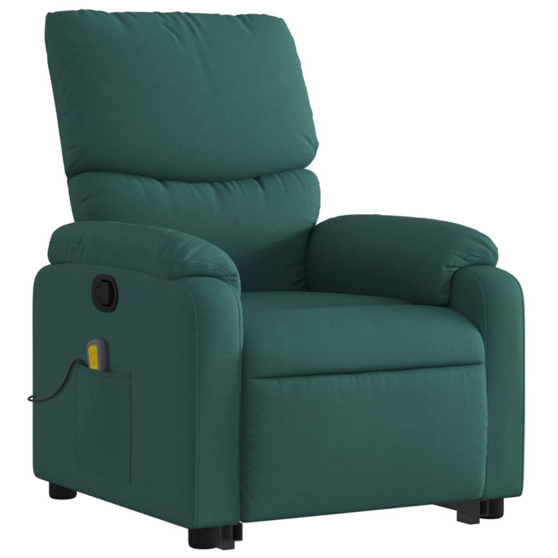 Upholstered Massage Chair, Manual - Push Back, Dark Green Polyester