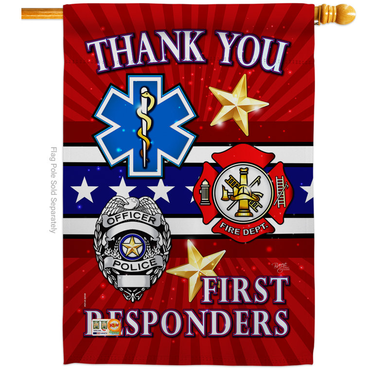 First Responders Multicolor Rectangular Garden Flag