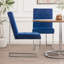 Ensemble de 2 chaises de salle à manger rembourrées en velours Mercer41 avec pieds en acier inoxydable, bleu marine
