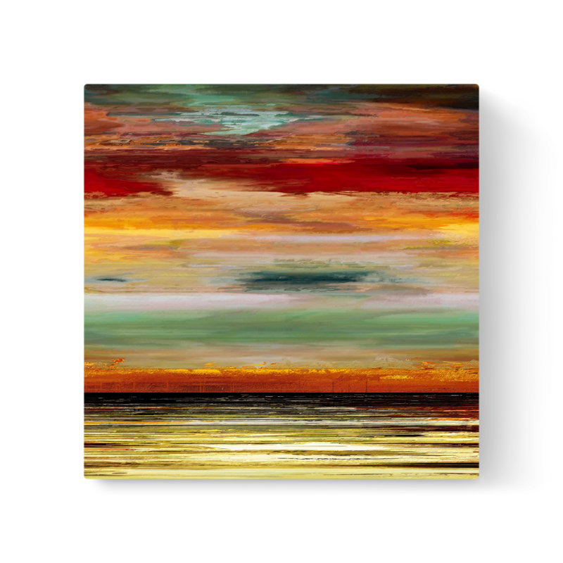 Burning Sunset V - Wrapped Canvas Painting, 20" H x 20" W x 1.5" D