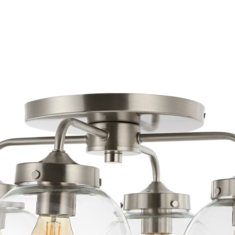 Ailana Glass Semi Flush Mount, Nickel