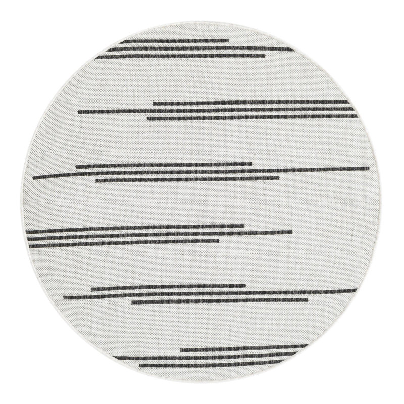 Tapis rayé intérieur / extérieur Leonardville, Rond 3 pi 3 po
