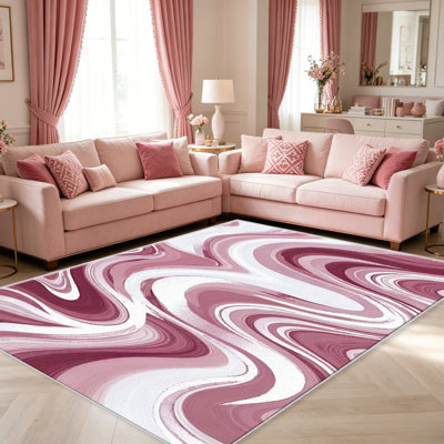 Tapis Blush Marble pour le salon, doux et confortable, convient à toutes les saisons, facile à entretenir, tapis de sol intérieur lavable à la machine, sous la table de ferme convenant à la chambre à coucher, à la salle à manger, au bureau, au balcon, au patio