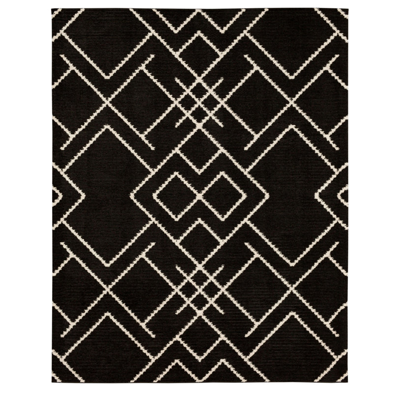 Karastan Rugs Traverse Geometric Polyester Woven Black Area Rug, Rectangle 6' x 9'