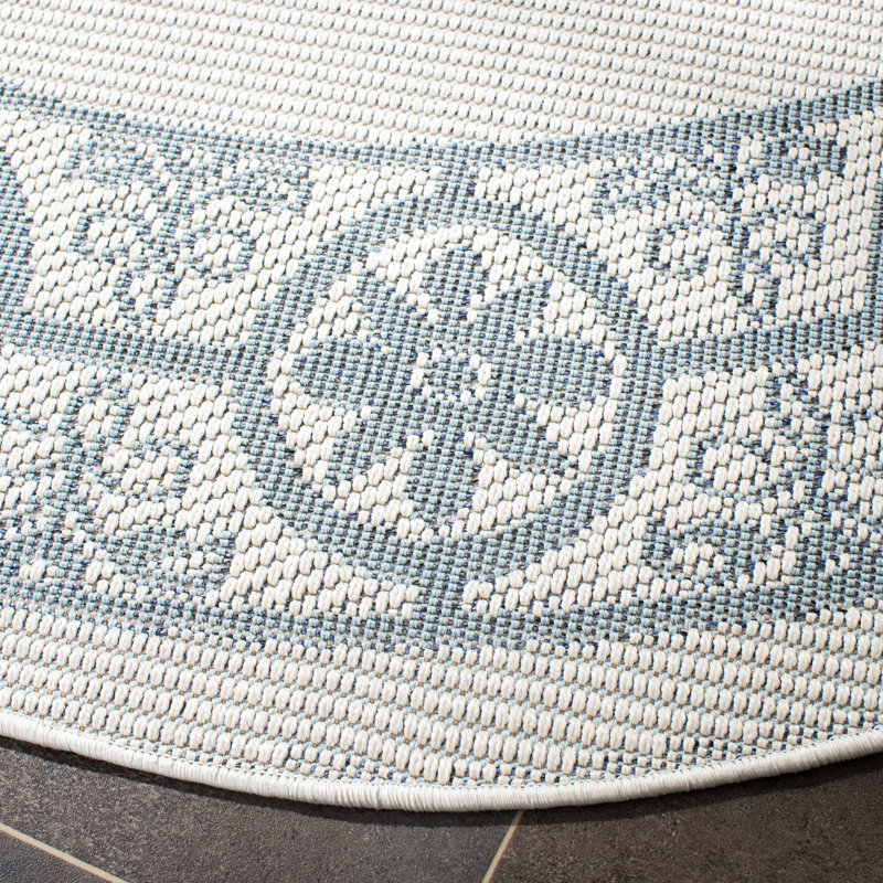 Tapis d'intérieur / extérieur à motif floral lavable à la machine Murielle, Rond 6 pi 7 po
