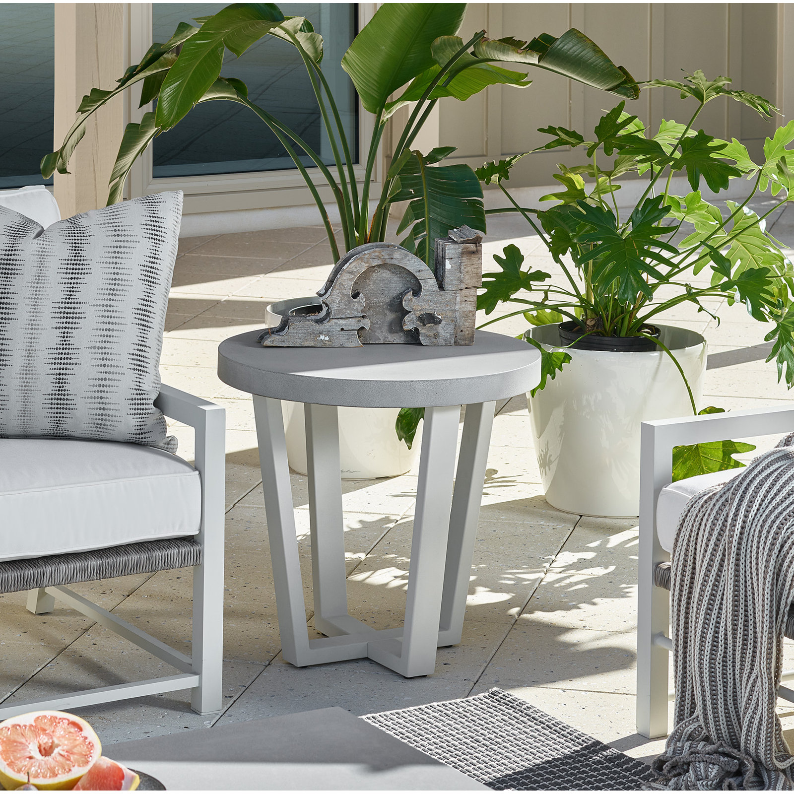 Nightingale Stone Outdoor Side Table, 24"