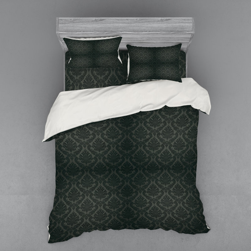 Traditional Polyester Damask Duvet Cover, Queen Duvet Cover + 3 Additional Pieces