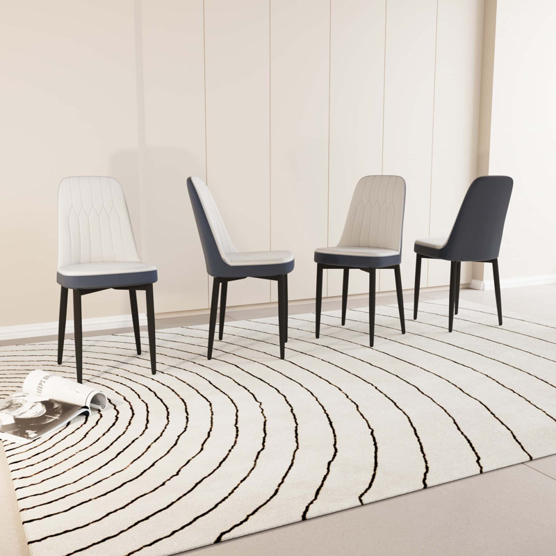 Chaise en polyuréthane, 4, Blanc / Bleu