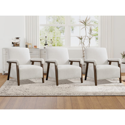 28.35'' Wide Upholstered Fabric Accent Armchair With Solid Wood Leg(Set Of 3)