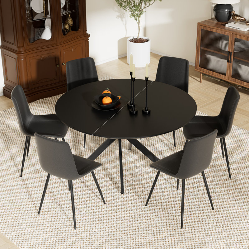 Ensemble de table ronde, Noir, noir, noir, noir, Noir, noir, noir, noir, 7