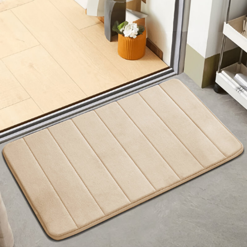 Nakiyha Rectangle Non-Slip Bath Mat, 50cmW x 80cmL, Cream