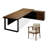 78.74" Dark-brown+Black L-Shaped Solid Wood+Iron Office Sets