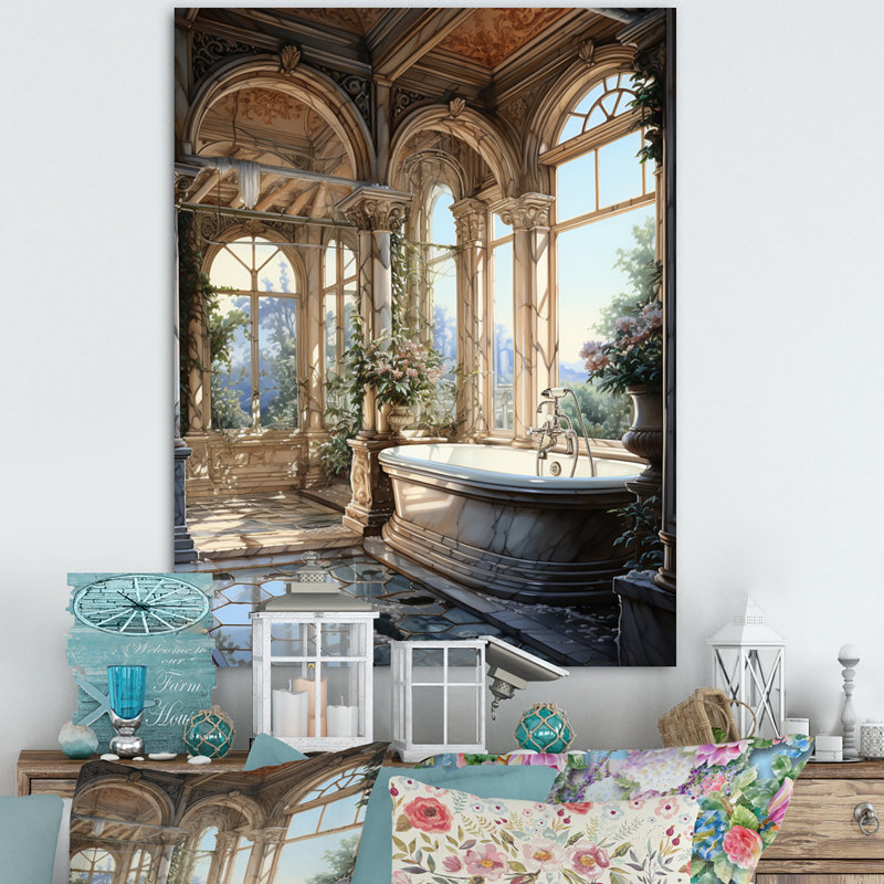 Damante " Bathroom Classic Marble I ", Wrapped Canvas, 32" H x 16" W x 1" D