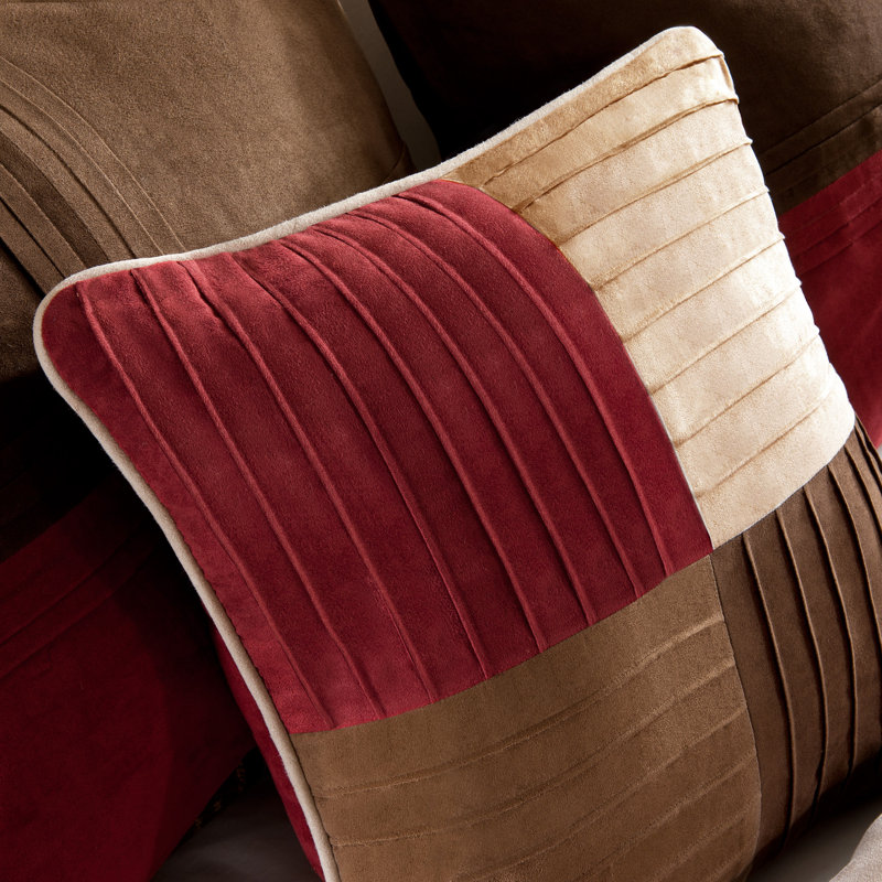 Ensemble d'édredon en microsuède moderne et contemporain 7 pièces Jackson Blocks, Rouge