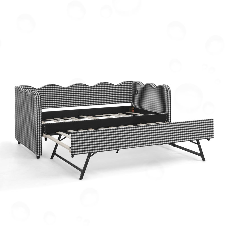 Daybed With Trundle Twin Size Sofa Bed, Black