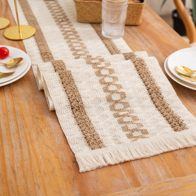 Farmhouse Rustic Table Runner With Tassels