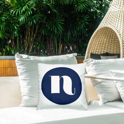 Blue N Name Letter Outdoor Printed Pillow by Lil' Rue