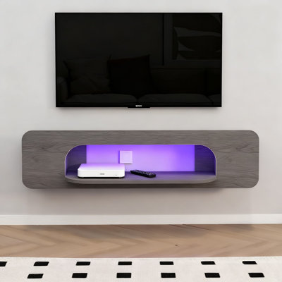 Floating TV Stand With LED Lights, Wall Mounted Entertainment Center With Storage Shelf And Cable Management For Living Room