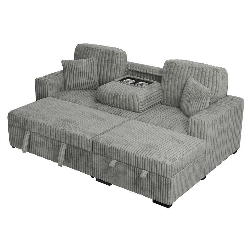 Vroni 2-Piece Convertible Sectional, Smoke Wide-Welt Corduroy