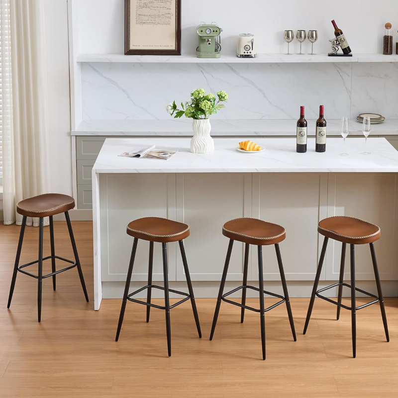 Tabourets de bar en simili cuir sans dossier pour îlot de cuisine (ensemble de 4), Tabouret de bar (hauteur du siège 28 po)