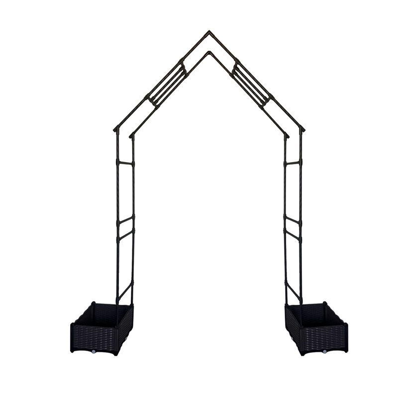 Treillis en forme d'arche de jardin en métal 95 po avec jardinières - Tonnelle résistante aux intempéries pour plantes grimpantes, décoration de patio