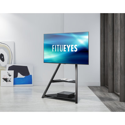 Meuble télé noir avec tablettes, meuble télé d'angle pour téléviseur 43 55 65 70 75 pouces