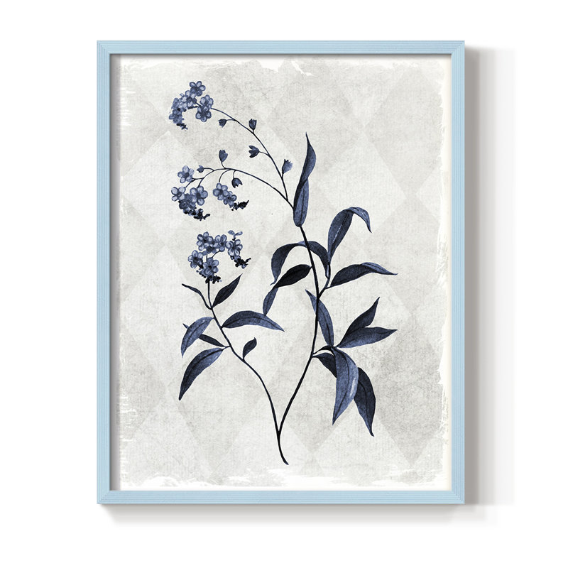 Harlequin Botanical I, reproduction encadrée - bois massif, H 30 po x l 24 po, Bleu