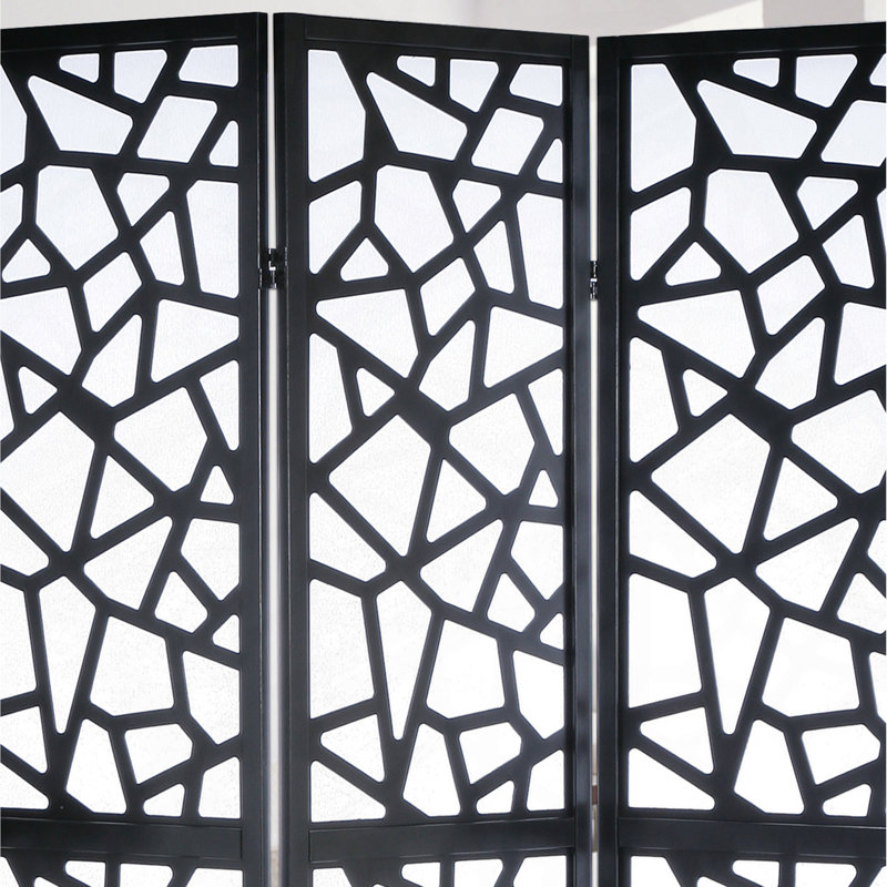 Paravent à 4 panneaux Giyano, noir, Noir