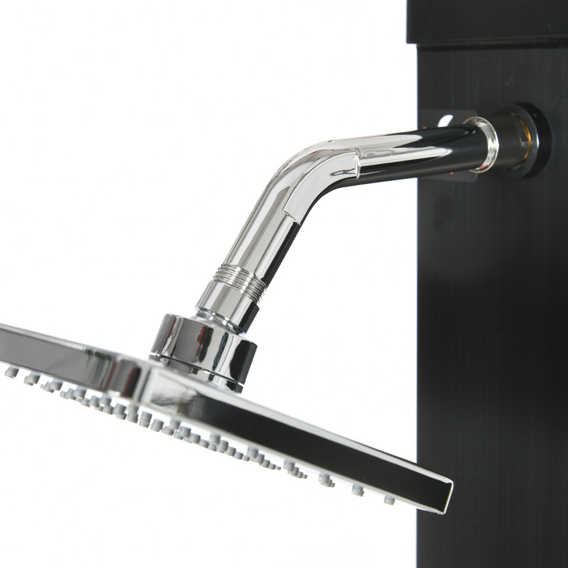 Solar Powered Temperature Controlled PVC Freestanding Outdoor Shower with Detachable Shower Head and Footwash Spout