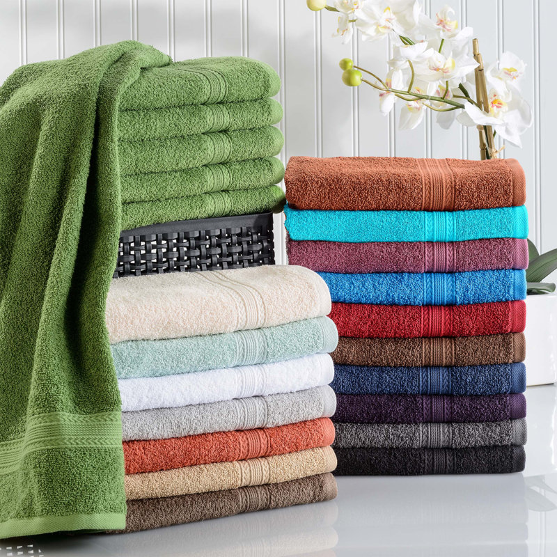 Hannu 450 GSM Eco-Friendly Cotton 6 Piece Assorted Quick Dry Bathroom Towel Set, Eggplant