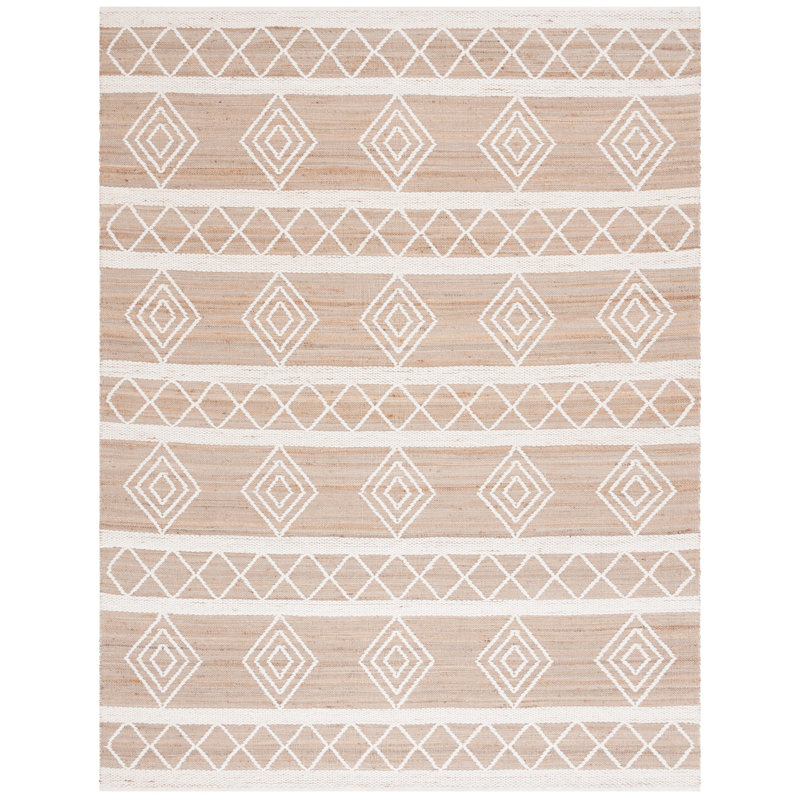 Tapis en jute / laine / coton tissés à la main Juanell, Rectangle 8 pi x 10 pi